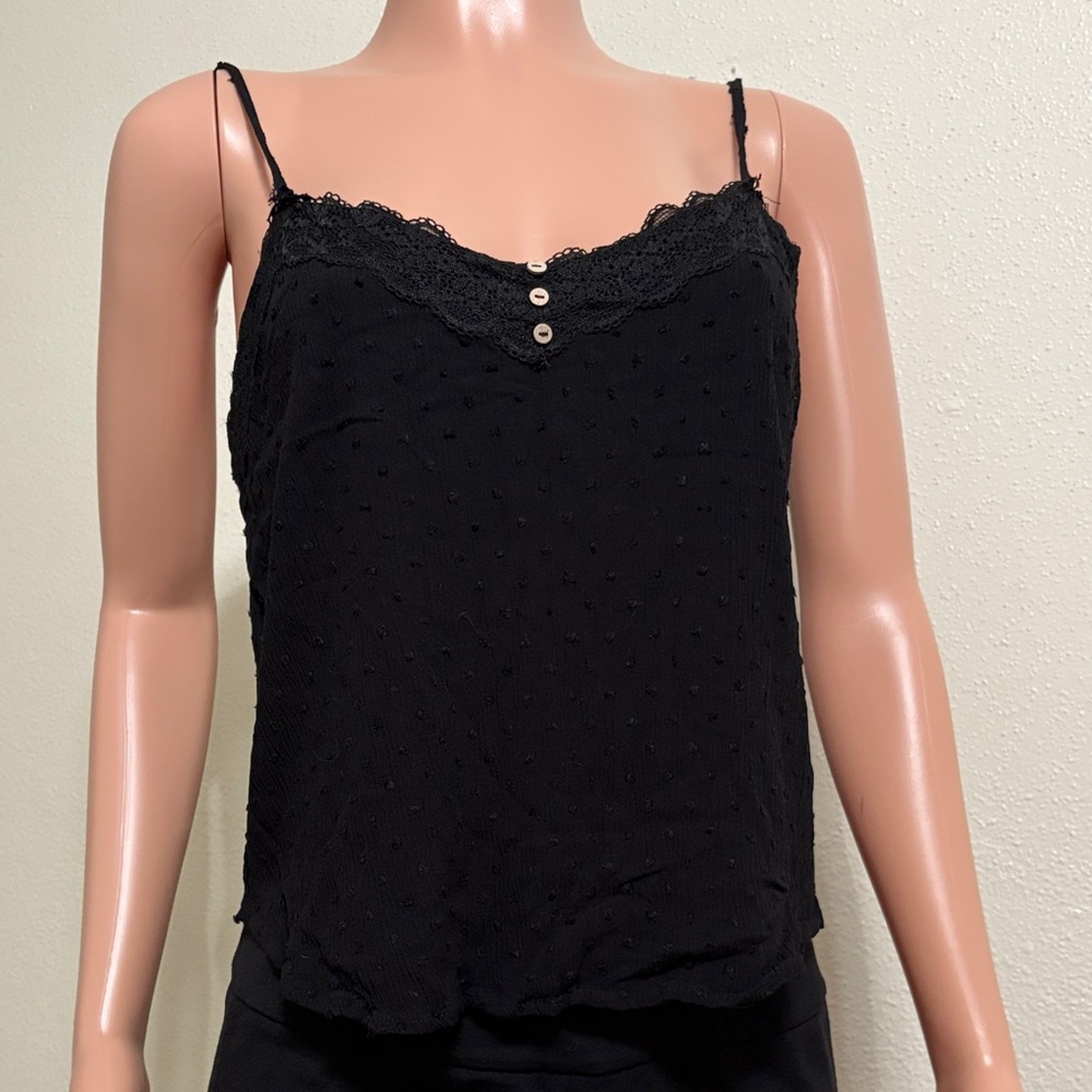 Elegant Black Lace Trim Cami Top
